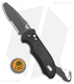 Benchmade Triage Automatic Knife Black (3.35" Black Serr) 9160SBK -Adventure Knife Shop Benchmade Auto Triage Auto Black Black Serr BHQ 20033 jr bottlecap