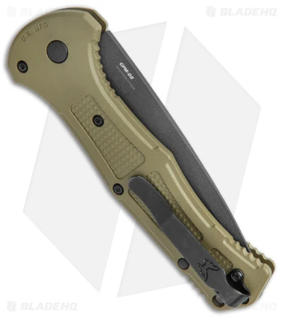 Benchmade Claymore Automatic Knife OD Green Grivory (3.6" Black) 9070BK-1 Benchmade Claymore Automatic Knife OD Green Grivory (3.6" Black) 9070BK-1 -Adventure Knife Shop Benchmade Claymore Auto OD Green Grivory Black 9070BK 1 BHQ 137240 jr side