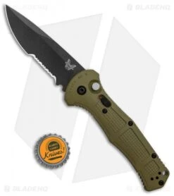 Benchmade Claymore Auto Knife OD Green Grivory (3.6" Black Serr) 9070SBK-1 -Adventure Knife Shop Benchmade Claymore Auto Ranger Green Grivory Black Serr 9070SBK 1 BHQ 118571 jr bottlecap