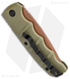 Boker Desert Warrior Kalashnikov Tanto Automatic Knife Green (3.25" D2 Copper) -Adventure Knife Shop Boker Desert Warrior Kalashnikov Tanto Auto OD Green D2 Copper BHQ 96967 jr side