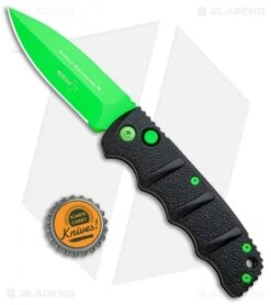 Boker Green Mamba Kalashnikov Dagger Automatic Knife (3.25" Electric Green D2) -Adventure Knife Shop Boker Kalashnikov Black Widow Green jr bottlecap