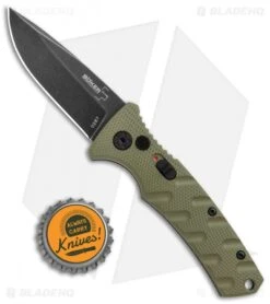 Boker Mini Strike Automatic Knife OD Green Aluminum (2.6" Smokewash D2) -Adventure Knife Shop Boker Mini Strike Auto OD Green Smokewash 01BO437NSOI BHQ 99630 jr bottlecap