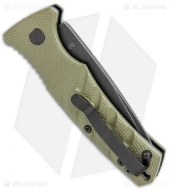 Boker Mini Strike Automatic Knife OD Green Aluminum (2.6" Smokewash D2) -Adventure Knife Shop Boker Mini Strike Auto OD Green Smokewash 01BO437NSOI BHQ 99630 jr side