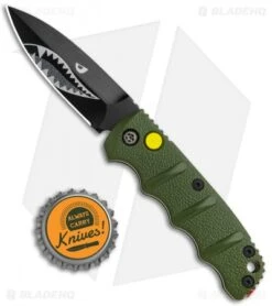 Boker Mini Warhawk Kalashnikov Dagger Automatic Knife Green (2.5" Black D2) -Adventure Knife Shop Boker Mini Warhawk Kalashnikov Auto Dagger Green Black BHQ 113923 jr bottlecap