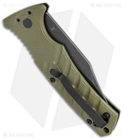 Boker Plus Strike Bowie Automatic Knife OD Green (3.25" Black SW) -Adventure Knife Shop Boker Plus Strike Bowie Auto OD Green Black Wash BHQ 125301 jr side