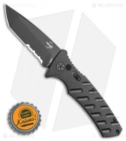 Boker Plus Strike Tanto Automatic Knife (3.25" Black Serr D2) 3 Boker Plus Strike Tanto Automatic Knife (3.25" Black Serr D2) -Adventure Knife Shop Boker Plus Strike Tanto Automatic Knife 3.25 Black Serr 01BO401N LS Bottlecap