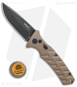 Boker Plus Strike Drop Point Automatic Knife Coyote Brown (3.25" Black SW) -Adventure Knife Shop Boker Plus Strike drop point coyote brown black sw BHQ 67882 er bottlecap jr