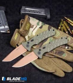 Boker Strike Tanto Desert Warrior Automatic Knife OD Green (3.25" Copper D2) -Adventure Knife Shop Boker Strike Drop Point Desert Warrior Automatic Knife OD Green Copper BHQ 70998 kp tactical webv 1