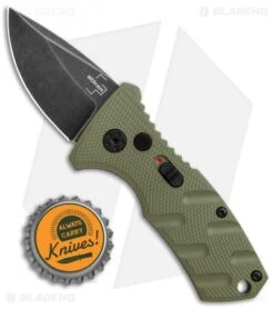 Boker Stubby Strike CA Legal Automatic Knife OD Green (1.9" Smokewash D2) -Adventure Knife Shop Boker Stubby Strike CA Legal Auto OD Green Smokewash 01BO442NSOI BHQ 99648 jr bottlecap