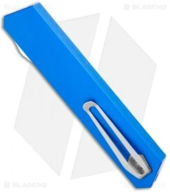 Boker USA Kwaiken OTF Automatic Knife Blue Aluminum (3.4" Satin) 06EX550 -Adventure Knife Shop Boker USA Kwaiken OTF Auto Blue Aluminum SW 06EX550 BHQ 115742 jr side