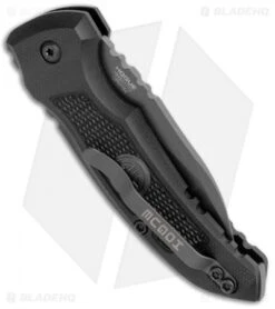 Hogue Knives A01 Microswitch Auto Knife Sig Medallion Wharncliffe (2.6" Black) -Adventure Knife Shop Hogue A01 Microswitch Wharncliffe Black Sig Medallion Black 16102 BHQ 100450 jr side