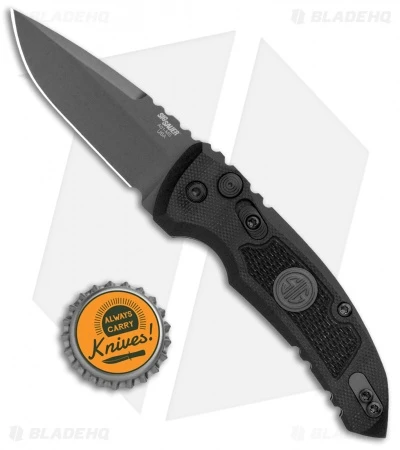 Hogue Knives A01 Microswitch Auto Knife Sig Medallion Drop Point (2.6" Black) Hogue Knives A01 Microswitch Auto Knife Sig Medallion Drop Point (2.6" Black) -Adventure Knife Shop Hogue A01 Microswitch Wharncliffe Black Sig Medallion Black 16112 BHQ 100451 jr bottlecap