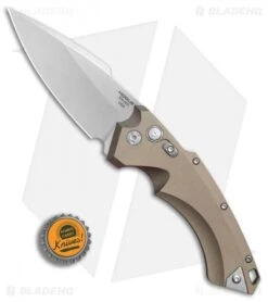 Hogue Knives EX-A05 Spear Point Automatic Knife FDE (4" Stonewash) 34514 -Adventure Knife Shop Hogue Auto FDE Spear Point plain BHQ 80667 er bottlecap