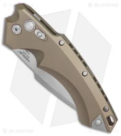 Hogue Knives EX-A05 Spear Point Automatic Knife FDE (4" Stonewash) 34514 -Adventure Knife Shop Hogue Auto FDE Spear Point plain BHQ 80667 er spine