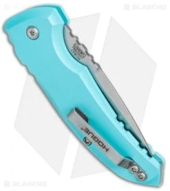 Hogue Knives A01 Microswitch Automatic Knife Aqua Blue (2.6" Stonewash) 24113 -Adventure Knife Shop Hogue Knives A01 Microswitch Auto Aqua Blue SW 24113 BHQ 78508 jr side