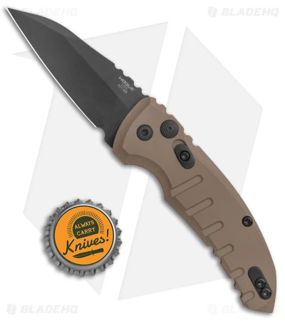 Hogue Knives A01 Microswitch Wharncliffe Automatic Knife FDE (2.6" Black) Hogue Knives A01 Microswitch Wharncliffe Automatic Knife FDE (2.6" Black) -Adventure Knife Shop Hogue Knives A01 Microswitch Wharncliffe Auto FDE Black BHQ 78915 jr bottlecap