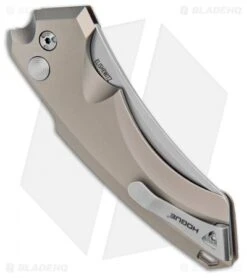 Hogue Knives EX-A05 Wharncliffe Automatic Knife FDE (4" Stonewash) 34504 -Adventure Knife Shop Hogue Knives EX A05 Wharncliffe 4in Auto FDE SW 34504 BHQ 100446 jr side