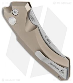 Hogue Knives EX-A05 Wharncliffe Automatic Knife FDE (3.5" Stonewash) 34524 -Adventure Knife Shop Hogue Knives EX A05 Wharncliffe Auto FDE SW 34524 BHQ 100449 jr side