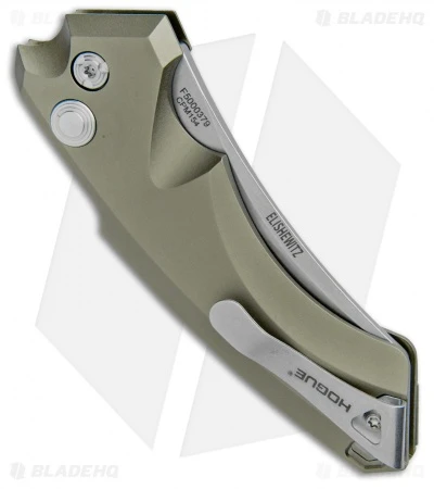 Hogue Knives EX-A05 Wharncliffe Automatic Knife OD Green (3.5" Stonewash) 34521 Hogue Knives EX-A05 Wharncliffe Automatic Knife OD Green (3.5" Stonewash) 34521 -Adventure Knife Shop Hogue Knives EX A05 Wharncliffe Auto OD Green SW 34521 BHQ 100448 jr side