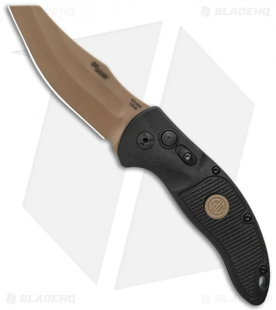 Hogue Sig Sauer EX-A04 Wharncliffe Automatic Knife Black G-10 (3.5" FDE) 36420 Hogue Sig Sauer EX-A04 Wharncliffe Automatic Knife Black G-10 (3.5" FDE) 36420 -Adventure Knife Shop Hogue Sig Sauer EX A04 Wharncliffe Auto Black G 10 FDE 36420 BHQ 84597 jr
