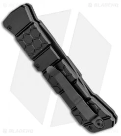 Piranha 21 Tactical Automatic Knife Black (3.375" Black) P-21BKT -Adventure Knife Shop Piranha 21 Tactical Auto Black Black P 21BKT BHQ 92496 jr side