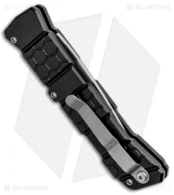 Piranha 21 Tactical Automatic Knife Black (3.375" Mirror) P-21BK -Adventure Knife Shop Piranha 21 Tactical Auto Black Mirror P 21BK BHQ 92497 jr side