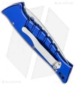 Piranha Amazon Automatic Knife Blue (3.45" Mirror Serr) 2 Piranha Amazon Automatic Knife Blue (3.45" Mirror Serr) -Adventure Knife Shop Piranha Amazon Blue Auto Mirror Serr BHQ 22993 jr side