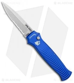 Piranha Bodyguard Automatic Knife Blue (3.3" Stonewash Serr)