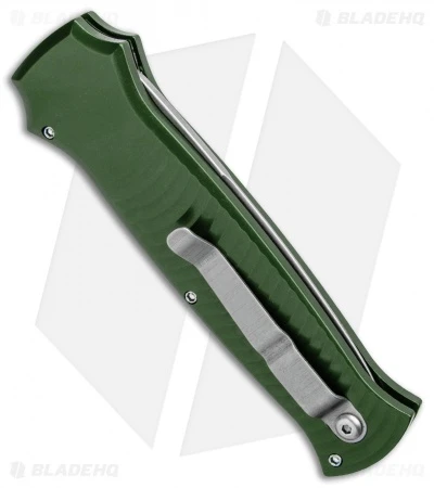 Piranha Bodyguard Automatic Knife Green (3.3" Stonewash) Piranha Bodyguard Automatic Knife Green (3.3" Stonewash) -Adventure Knife Shop Piranha Bodyguard Auto Green SW BHQ 1434 jr side