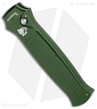 Piranha Bodyguard Automatic Knife Green (3.3" Stonewash) Piranha Bodyguard Automatic Knife Green (3.3" Stonewash) -Adventure Knife Shop Piranha Bodyguard Auto Green SW BHQ 1434 jr spine