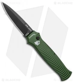 Piranha Bodyguard Automatic Knife Green Tactical (3.3" Black Plain)