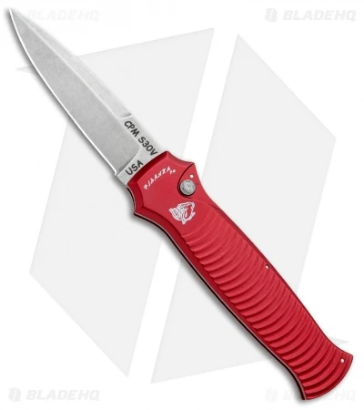 Piranha Bodyguard Automatic Knife Red (3.3" Stonewash) Piranha Bodyguard Automatic Knife Red (3.3" Stonewash) -Adventure Knife Shop Piranha Bodyguard Auto Red SW BHQ 1433 jr