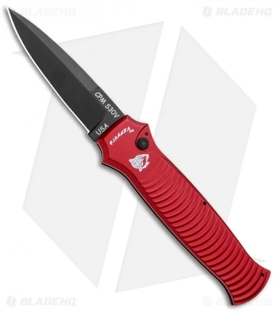 Piranha Bodyguard Automatic Red Tactical (3.3" Black Plain) Piranha Bodyguard Automatic Red Tactical (3.3" Black Plain) -Adventure Knife Shop Piranha Bodyguard Auto Red Tactical Black BHQ 0488 jr