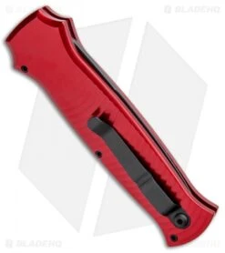 Piranha Bodyguard Automatic Knife Red Tactical (3.3" Black Serr) -Adventure Knife Shop Piranha Bodyguard Auto Red Tactical Black Serr BHQ 1438 jr side