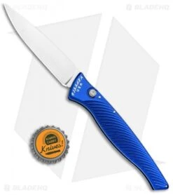 Piranha DNA Automatic Knife Blue (3.25" Mirror) -Adventure Knife Shop Piranha DNA Auto Blue Mirror BHQ 32968 jr bottlecap