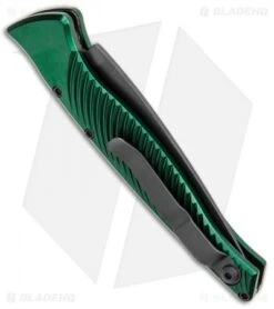 Piranha DNA Automatic Tactical Knife Green Aluminum (3.25" Black) -Adventure Knife Shop Piranha DNA Auto Green Alum Black BHQ 33087 jr side