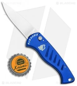 Piranha Fingerling Blue Automatic Knife (2.5" Mirror) -Adventure Knife Shop Piranha Fingerling Auto Blue Mirror BHQ 0405 jr bottlecap