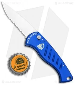 Piranha Fingerling Automatic Knife W/ Blue Handle (2.5" Mirror Serr) 3 Piranha Fingerling Automatic Knife W/ Blue Handle (2.5" Mirror Serr) -Adventure Knife Shop Piranha Fingerling Auto Blue Mirror Serr BHQ 0406 jr bottlecap