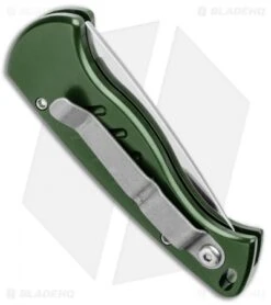 Piranha Fingerling Green Automatic Knife (2.5" Mirror Serr) -Adventure Knife Shop Piranha Fingerling Auto Green Mirror Serr BHQ 0410 jr side