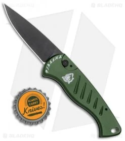 Piranha Fingerling Automatic Knife Green (2.5" Black) -Adventure Knife Shop Piranha Fingerling Auto Green Tactical Black BHQ 22932 jr bottlecap