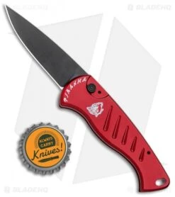 Piranha Fingerling Automatic Knife Red Tactical (2.5" Black) -Adventure Knife Shop Piranha Fingerling Auto Red Tactical Black BHQ 22933 jr bottlecap