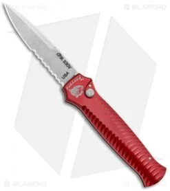 Piranha Mini-Guard Automatic Knife Red (2.9" Stonewash Serr)