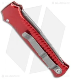 Piranha Mini-Guard Automatic Knife Red (2.9" Stonewash Serr) -Adventure Knife Shop Piranha Mini Guard Auto Red SW Serr P 7RS BHQ 2113 jr side