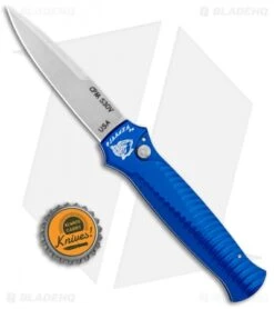 Piranha Mini-Guard Blue Automatic Knife (2.9" Stonewash Plain) -Adventure Knife Shop Piranha Mini Guard Blue Auto SW Plain BHQ 0414 jr bottlecap