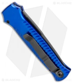 Piranha Mini-Guard Blue Tactical Automatic Knife (2.9" Black Plain) -Adventure Knife Shop Piranha Mini Guard Blue Tactical Auto Black BHQ 0700 jr side