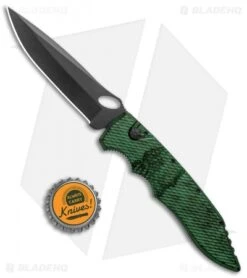 Piranha Mini Predator Green/Black Tactical Automatic Knife (3.5" Black) -Adventure Knife Shop Piranha Mini Predator Green Tactical Auto Black BHQ 137762 jr bottlecap