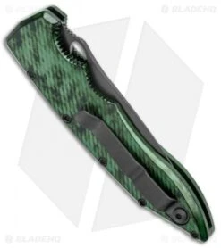 Piranha Mini Predator Green/Black Tactical Automatic Knife (3.5" Black) -Adventure Knife Shop Piranha Mini Predator Green Tactical Auto Black BHQ 137762 jr side
