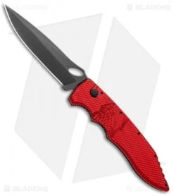 Piranha Mini Predator Red Automatic Knife (3.5" Black Plain)