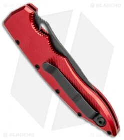 Piranha Mini Predator Red Automatic Knife (3.5" Black Plain) -Adventure Knife Shop Piranha Mini Predator Red Tactical Auto Black Plain BHQ 14887 jr side