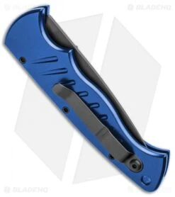 Piranha P-1 Pocket Automatic Knife Blue Tactical (3.2" Black) -Adventure Knife Shop Piranha P 1 Pocket Auto Blue Tactical Black BHQ 1103 jr side